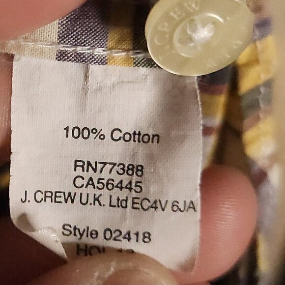 J. Crew Yellow Green Brown Plaid Button Down Medium - Picture 6 of 6